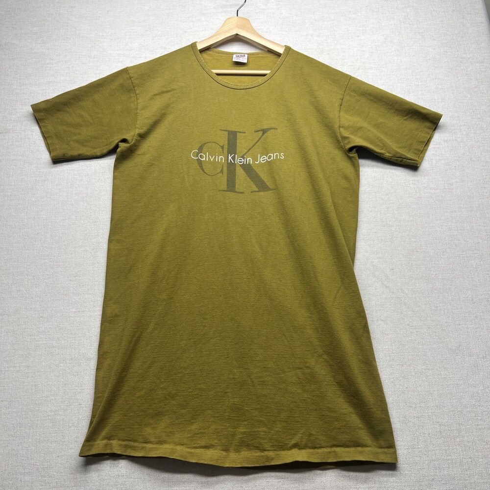 Calvin Klein CK Vintage Y2k Anvil Spell Out Dress Tunic Top Shirt Single Stitch